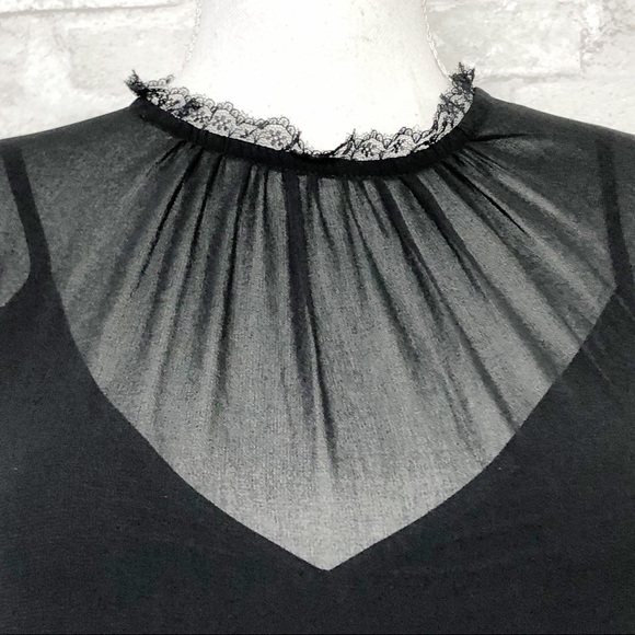 NWOT GENERATION LOVE Black Chiffon Ruffle Long Sleeve Mini Dress w/ Pockets - Picture 5 of 16